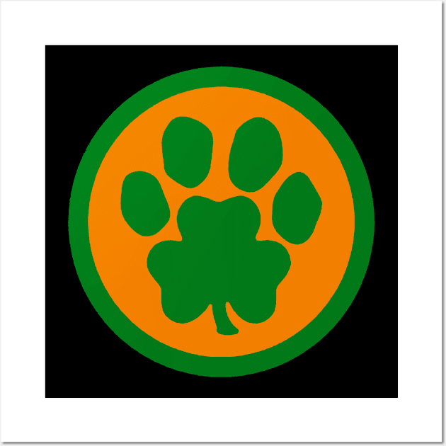 Paw Shamrock (green and orange) Wall Art by BradyRain